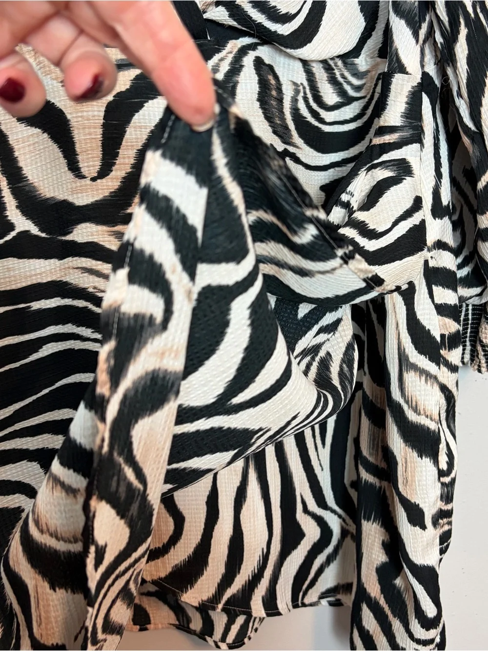 Anthropologie Zebra-Print Long-Sleeve Wrap Dress - Black & White - Picture 5 of 9
